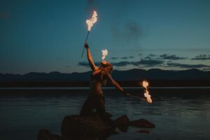 Fire-Eaters-Cumberland-BC-Vancouver-Island-Flamewater-Circus-Denyse
